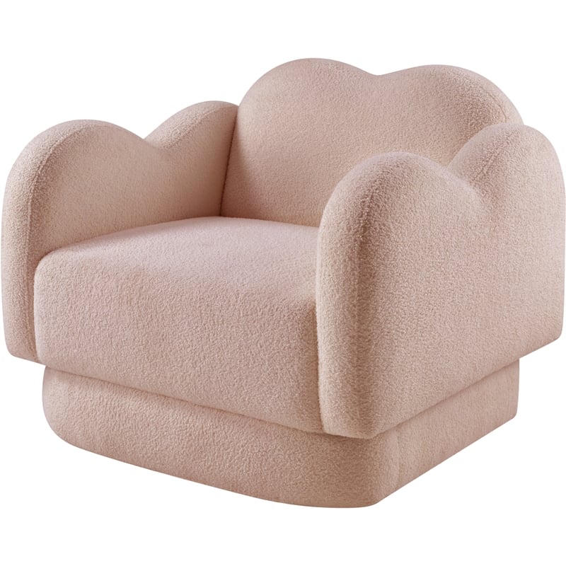 Meridian Furniture Bloom Pink Teddy Fabric Chair