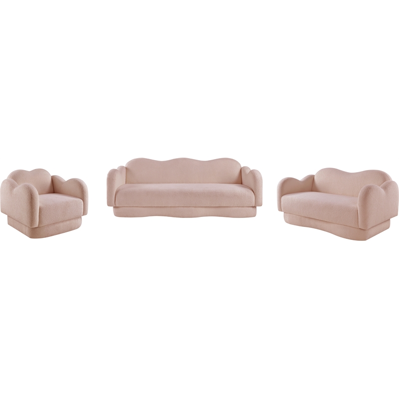 Meridian Furniture Bloom Pink Teddy Fabric Chair
