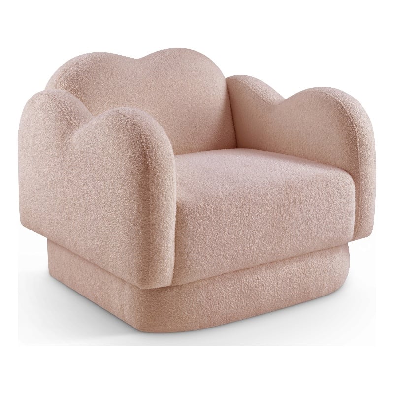 Meridian Furniture Bloom Pink Teddy Fabric Chair