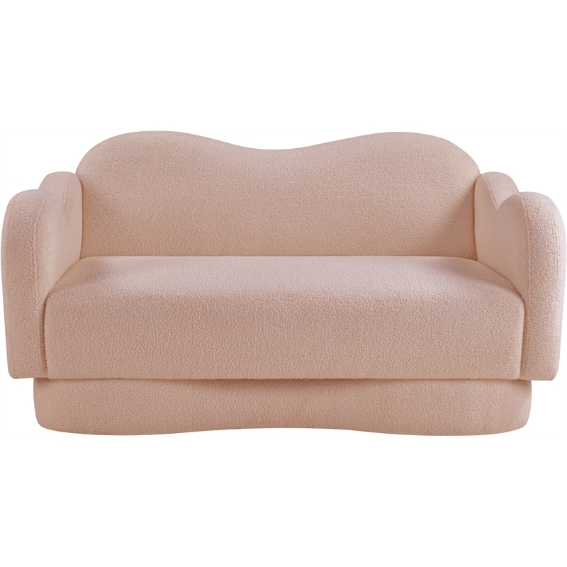 Meridian Furniture Bloom Pink Teddy Fabric Loveseat
