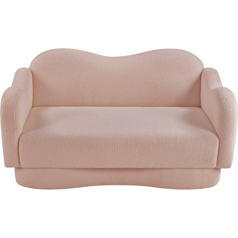 Meridian Furniture Bloom Pink Teddy Fabric Loveseat