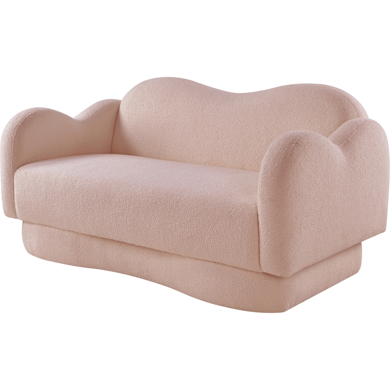 Meridian Furniture Bloom Pink Teddy Fabric Loveseat