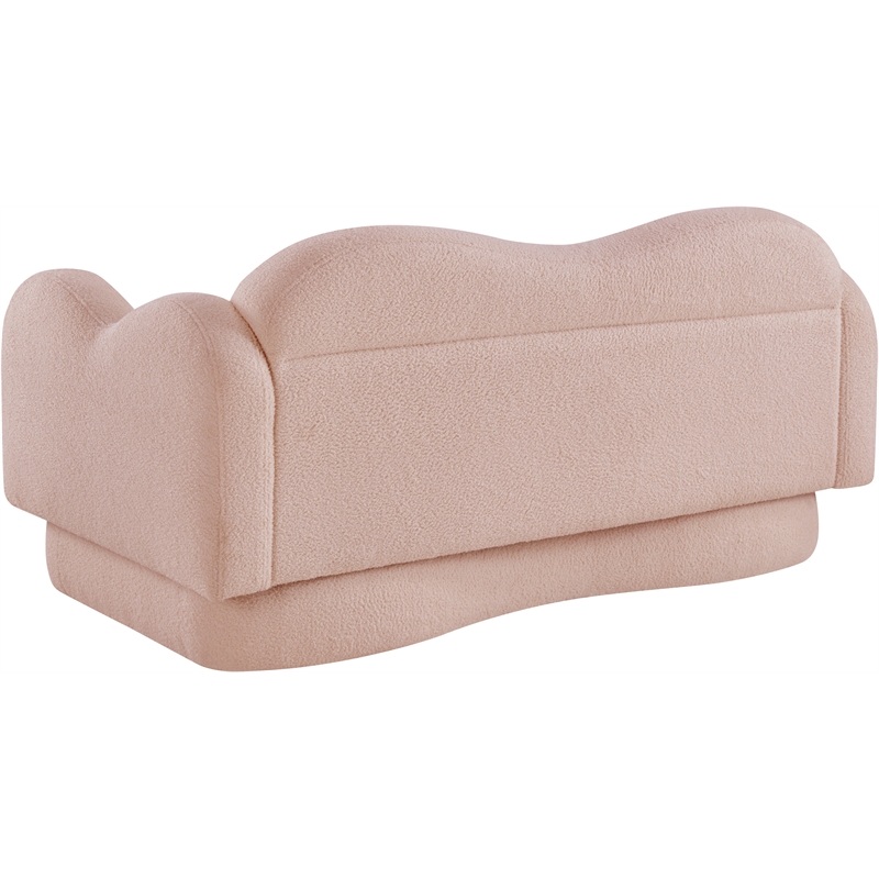 Meridian Furniture Bloom Pink Teddy Fabric Loveseat