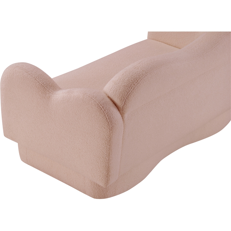 Meridian Furniture Bloom Pink Teddy Fabric Loveseat