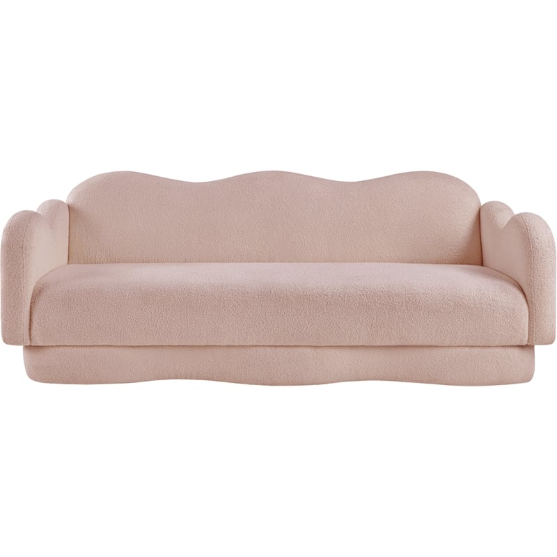 Meridian Furniture Bloom Pink Teddy Fabric Sofa