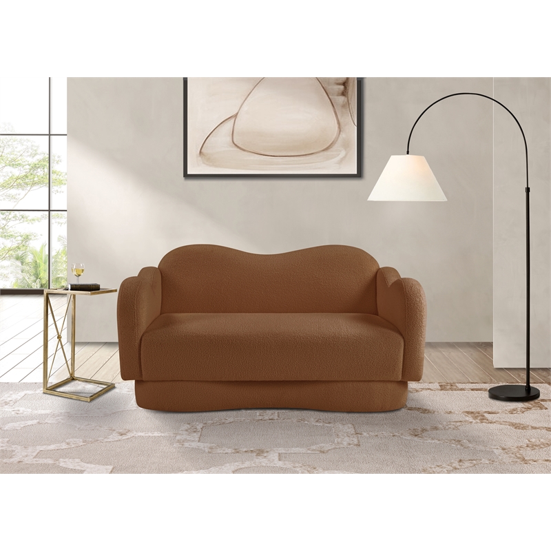 Meridian Furniture Bloom Saddle Teddy Fabric Loveseat