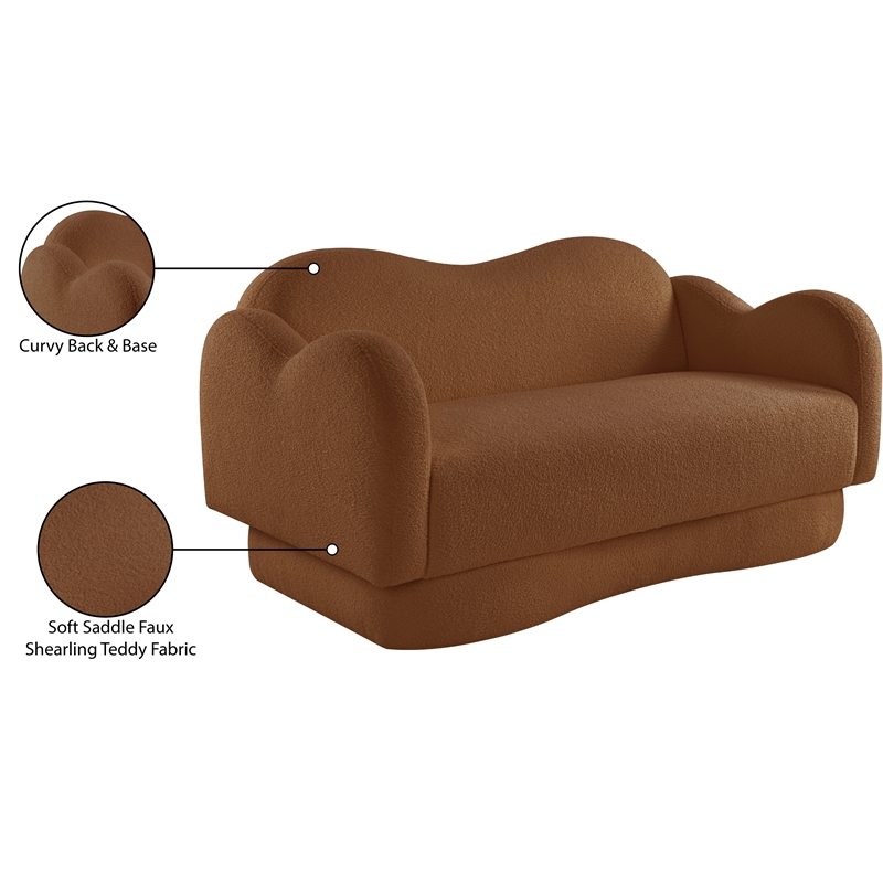 Meridian Furniture Bloom Saddle Teddy Fabric Loveseat