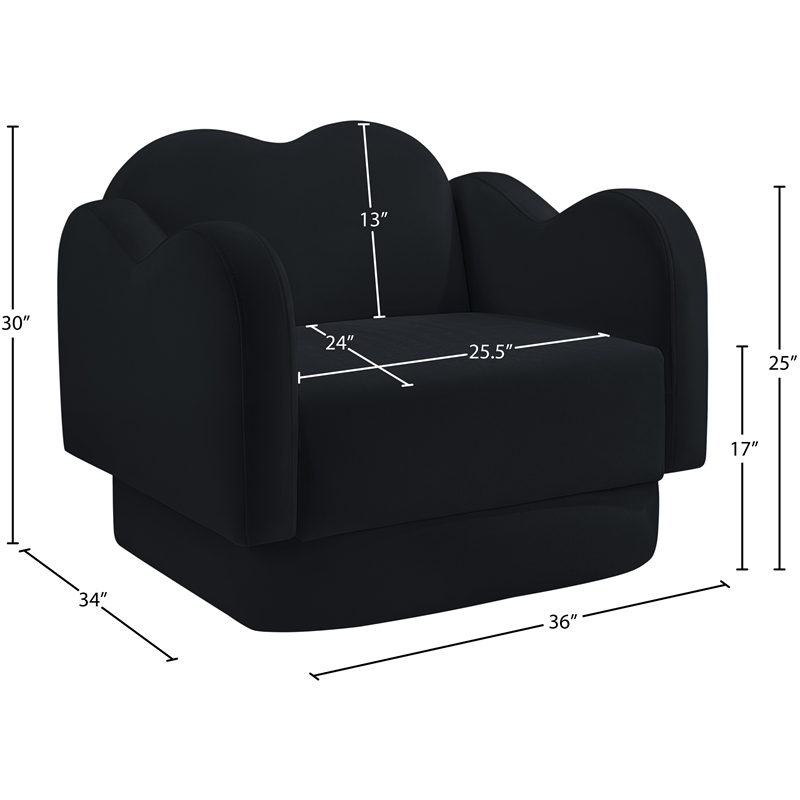 Meridian Furniture Bloom Black Velvet Chair
