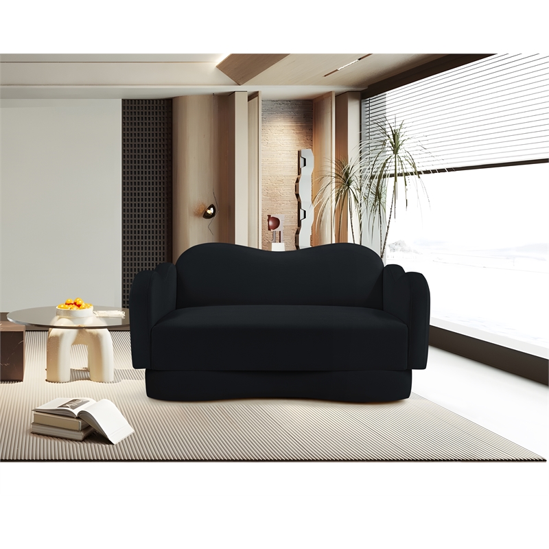 Meridian Furniture Bloom Black Velvet Loveseat