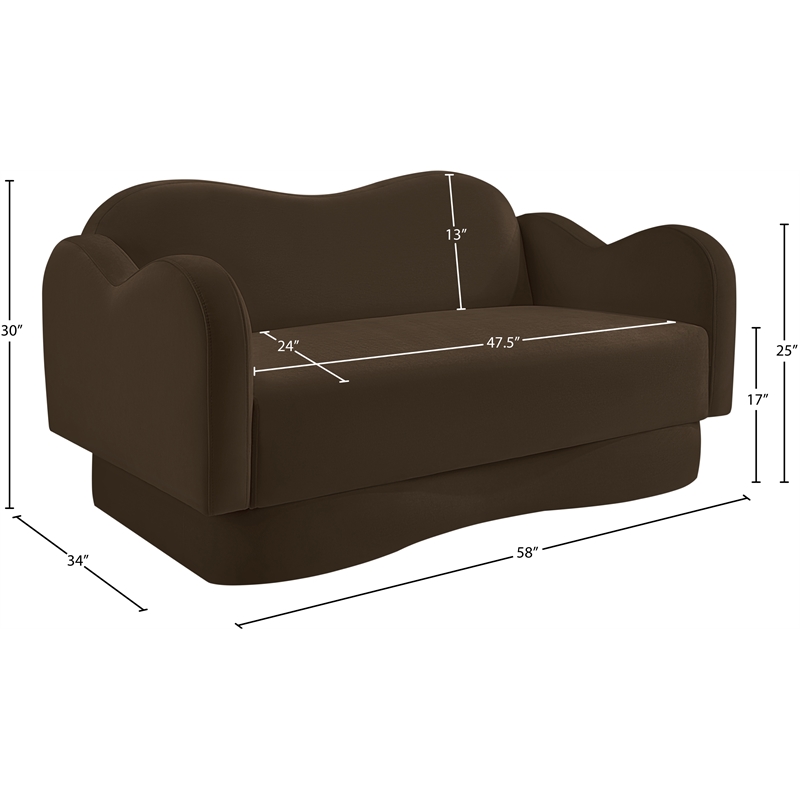 Meridian Furniture Bloom Brown Velvet Loveseat