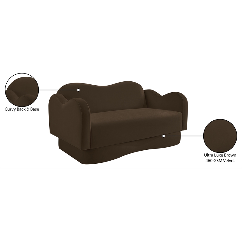 Meridian Furniture Bloom Brown Velvet Loveseat