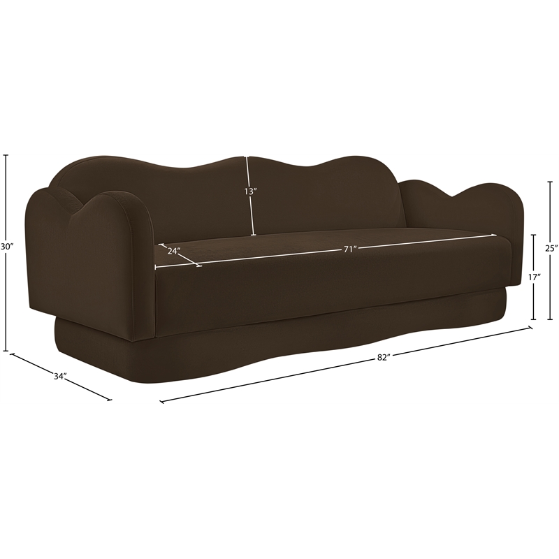 Meridian Furniture Bloom Brown Velvet Sofa