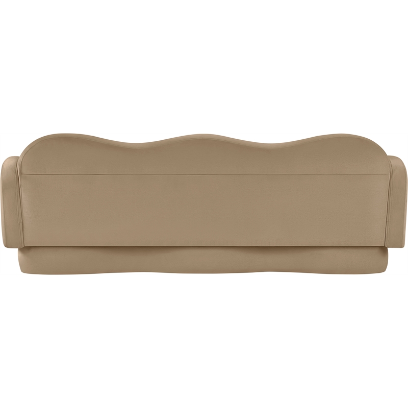 meridian furniture bloom camel velvet sofa