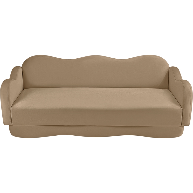 meridian furniture bloom camel velvet sofa