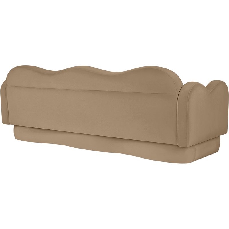meridian furniture bloom camel velvet sofa