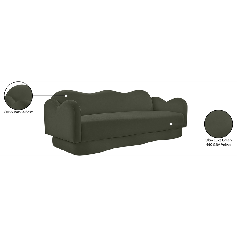 Meridian Furniture Bloom Green Velvet Sofa