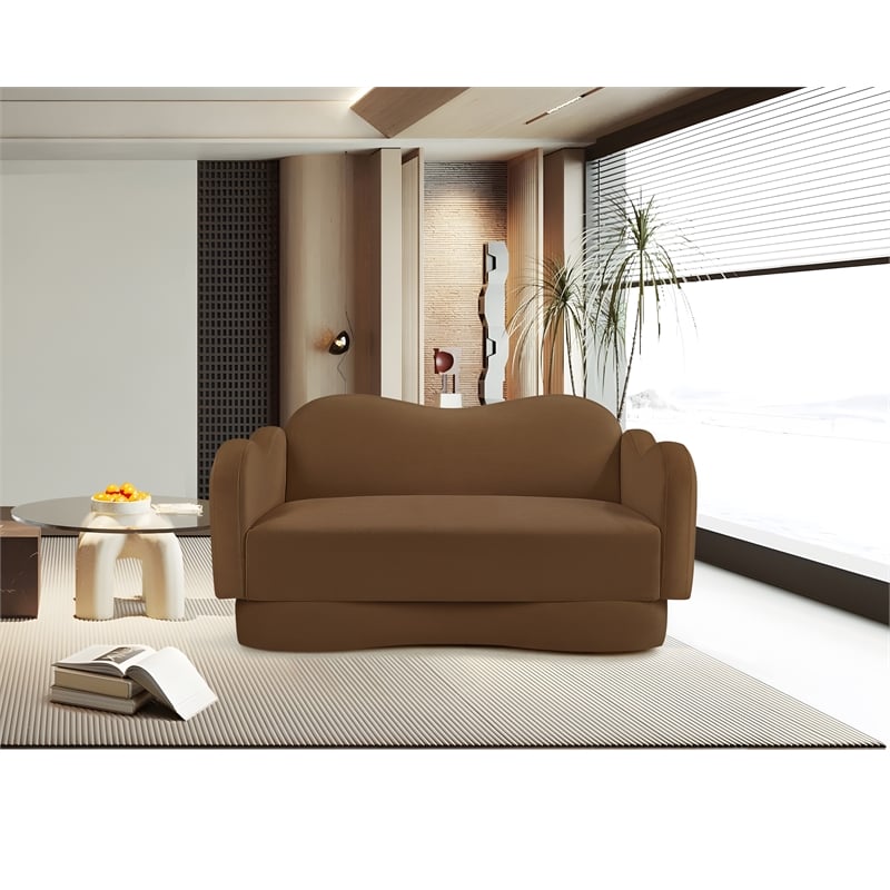 Meridian Furniture Bloom Saddle Velvet Loveseat