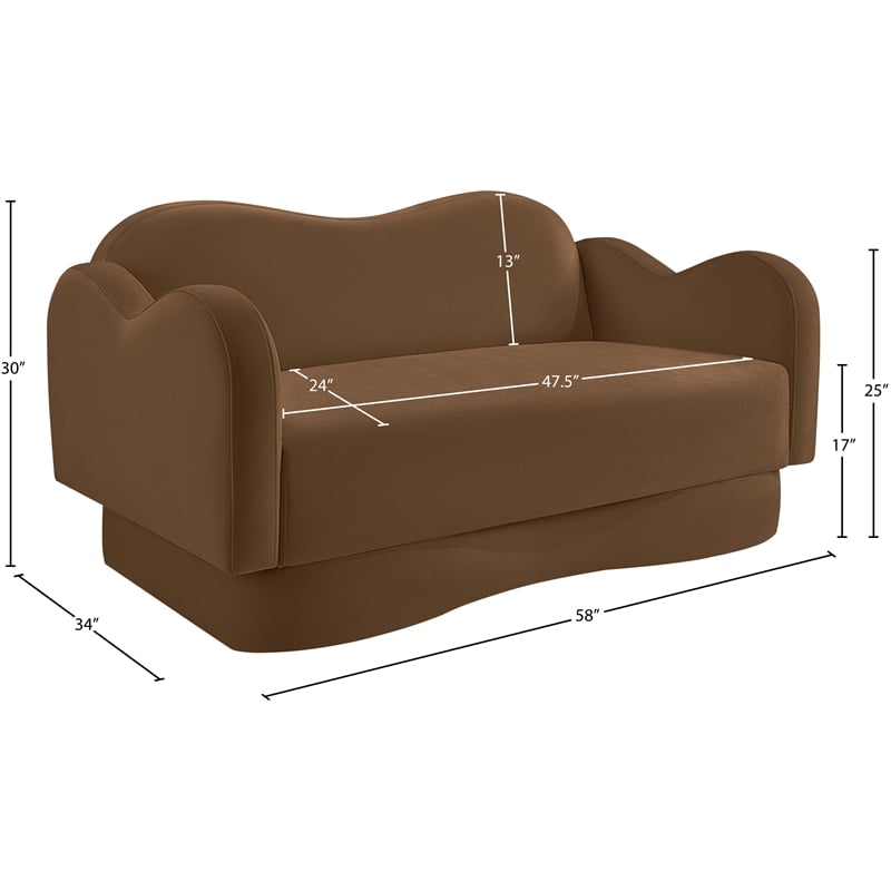 Meridian Furniture Bloom Saddle Velvet Loveseat