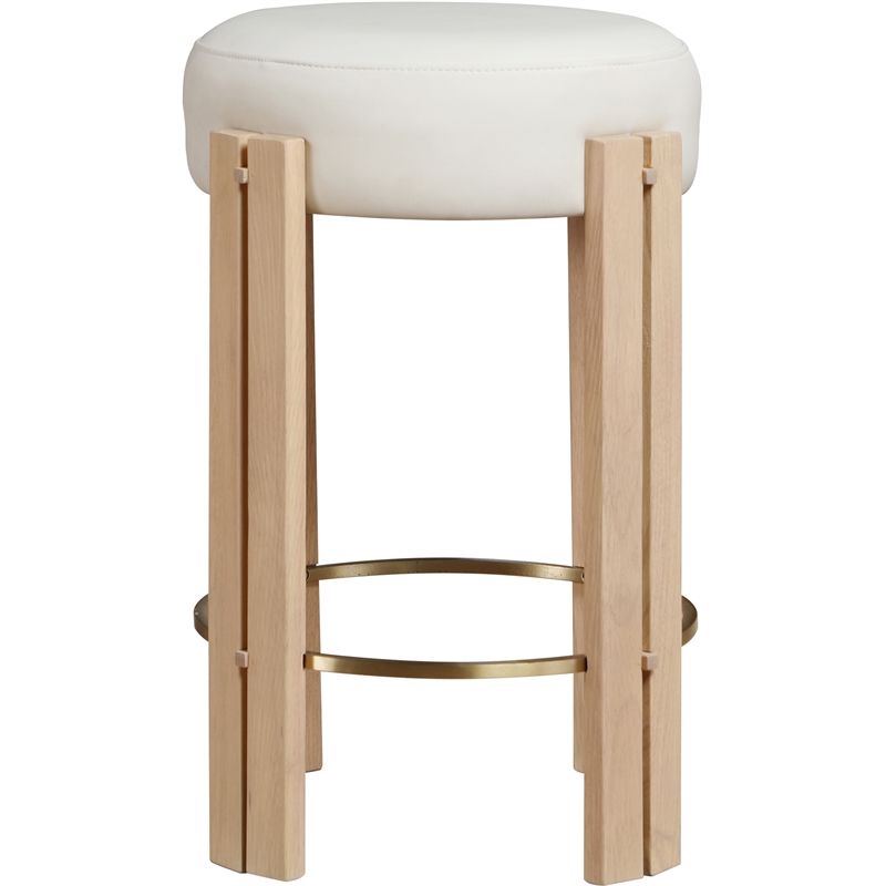 Meridian Furniture Harrison Cream Vegan Leather Counter Stool