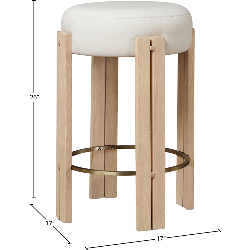 Meridian Furniture Harrison Cream Vegan Leather Counter Stool