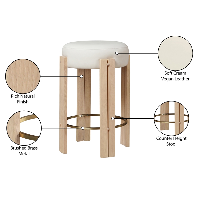 Meridian Furniture Harrison Cream Vegan Leather Counter Stool