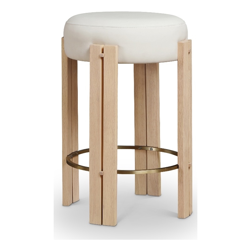 Meridian Furniture Harrison Cream Vegan Leather Counter Stool