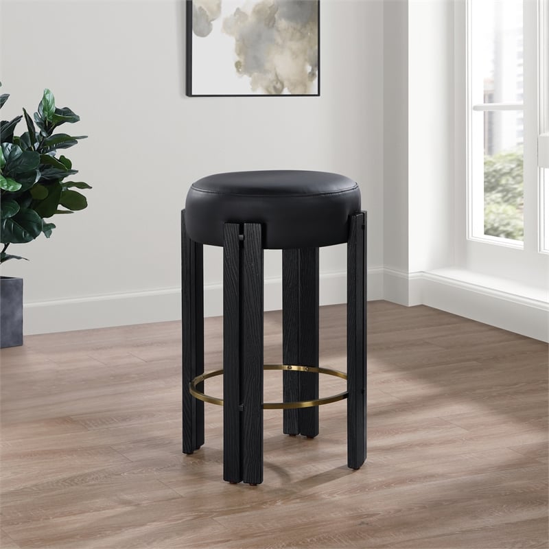 Meridian Furniture Harrison Black Vegan Leather Counter Stool