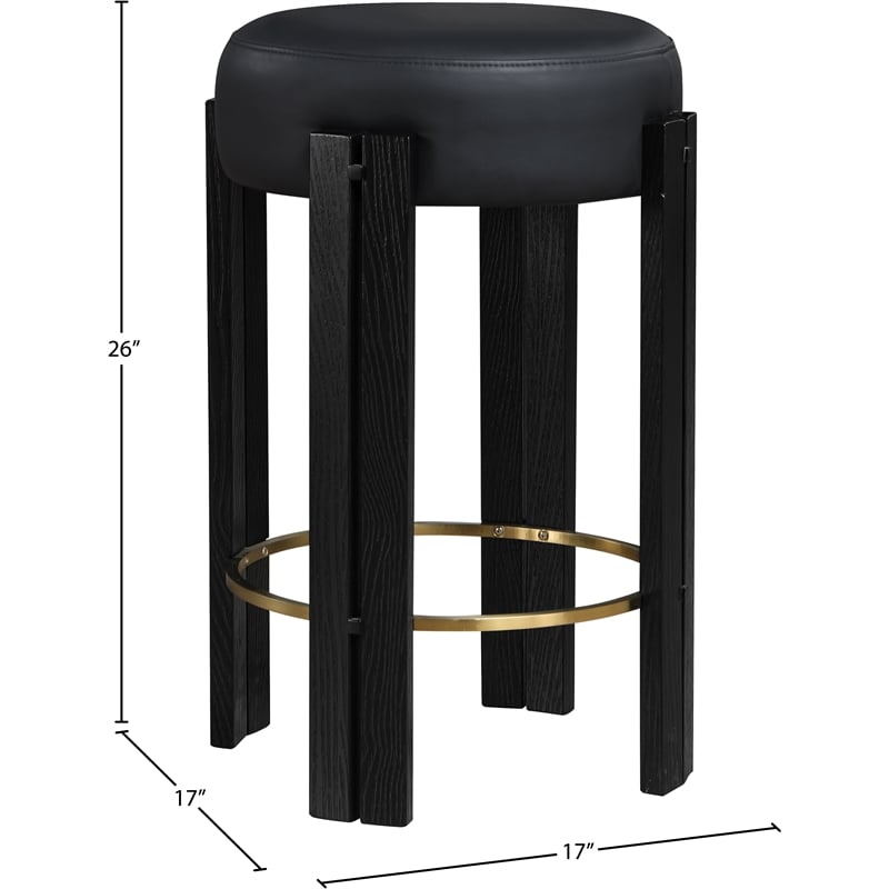 Meridian Furniture Harrison Black Vegan Leather Counter Stool