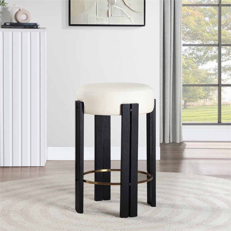 Meridian Furniture Harrison Cream Vegan Leather Counter Stool