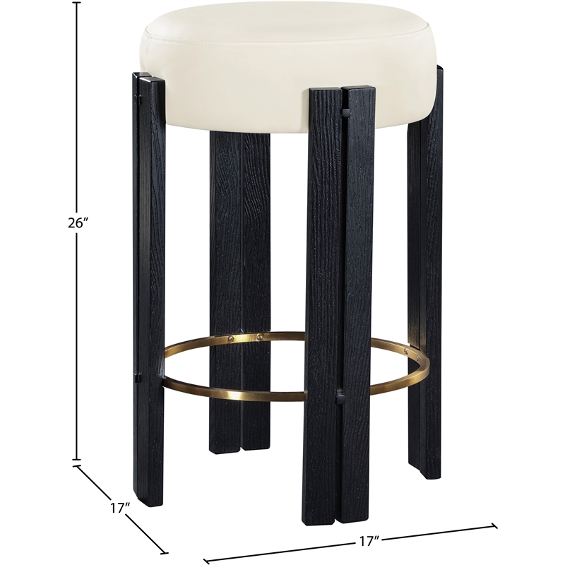 Meridian Furniture Harrison Cream Vegan Leather Counter Stool