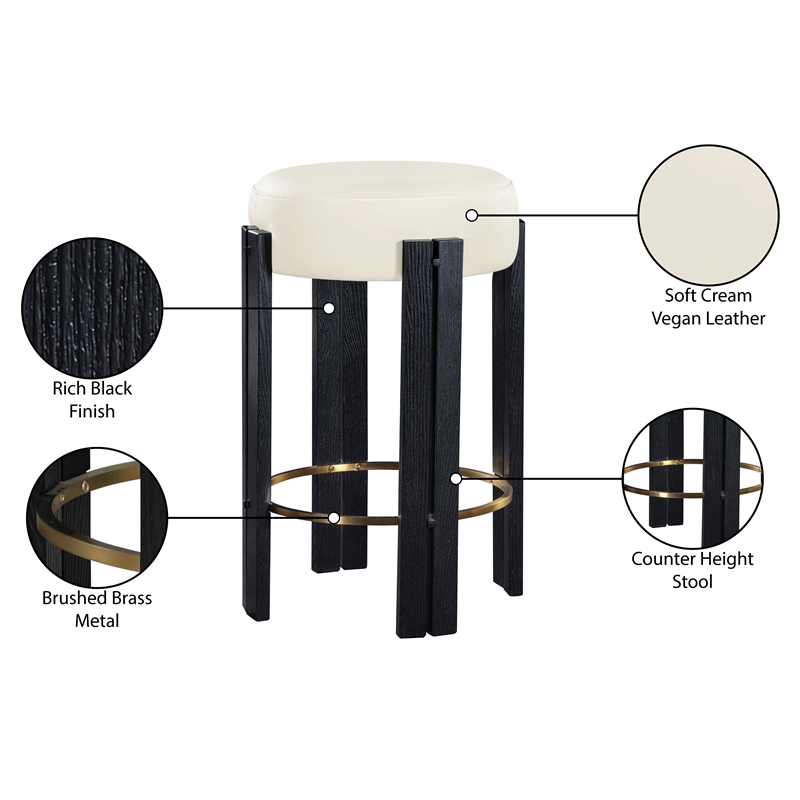 Meridian Furniture Harrison Cream Vegan Leather Counter Stool