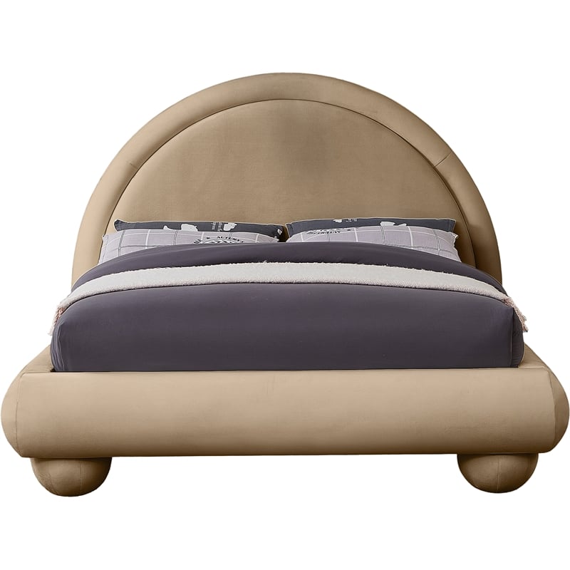 Meridian Furniture Madrid Beige Velvet Full Bed