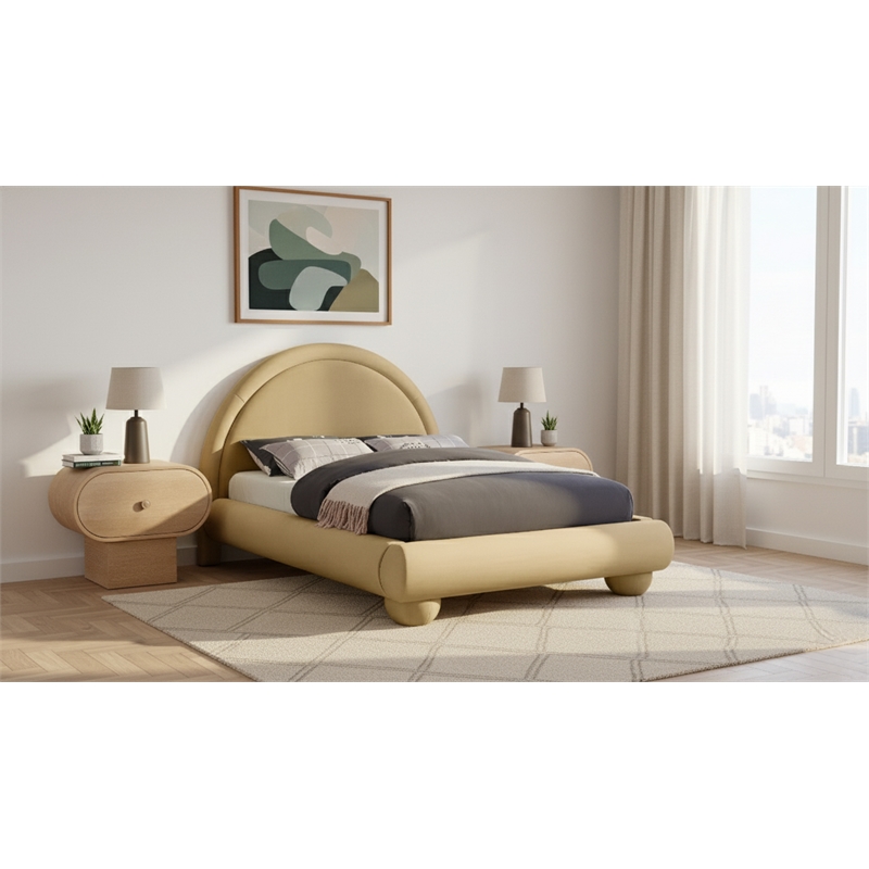 Meridian Furniture Madrid Beige Velvet Full Bed