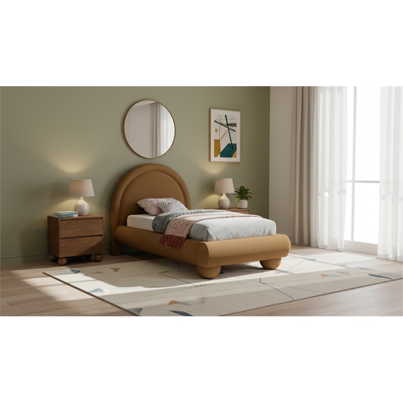 Meridian Furniture Madrid Saddle Velvet Twin Bed