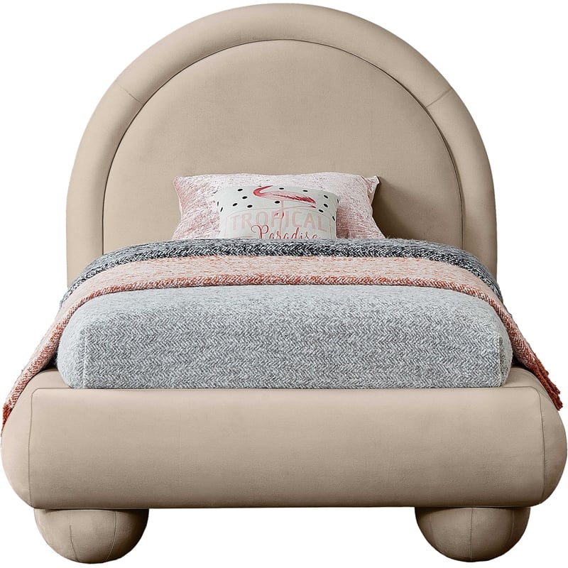 Meridian Furniture Madrid Taupe Velvet Twin Bed