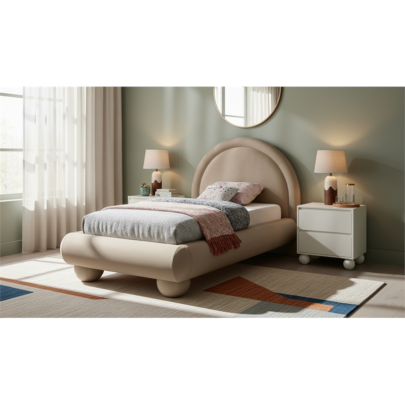 Meridian Furniture Madrid Taupe Velvet Twin Bed