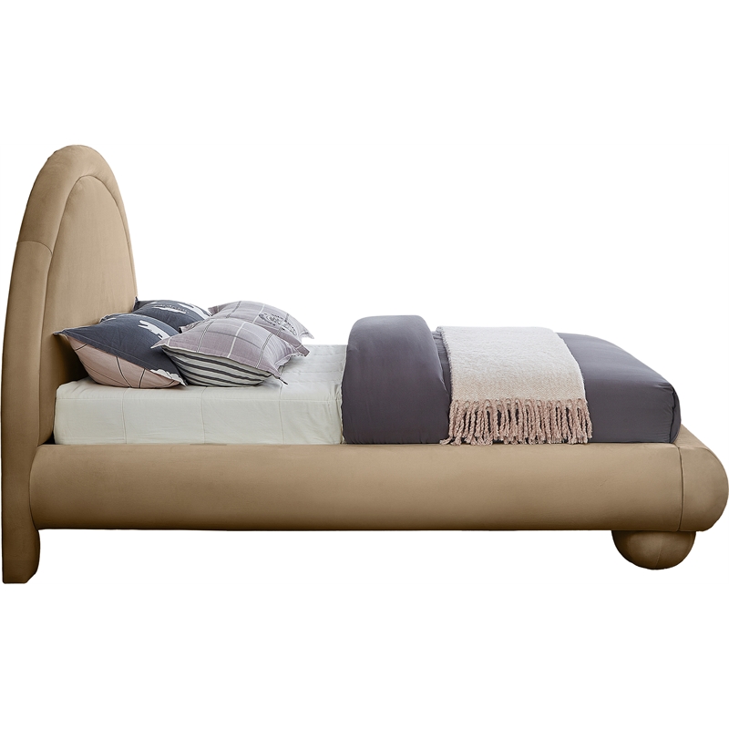 Meridian Furniture Madrid Beige Velvet King Bed