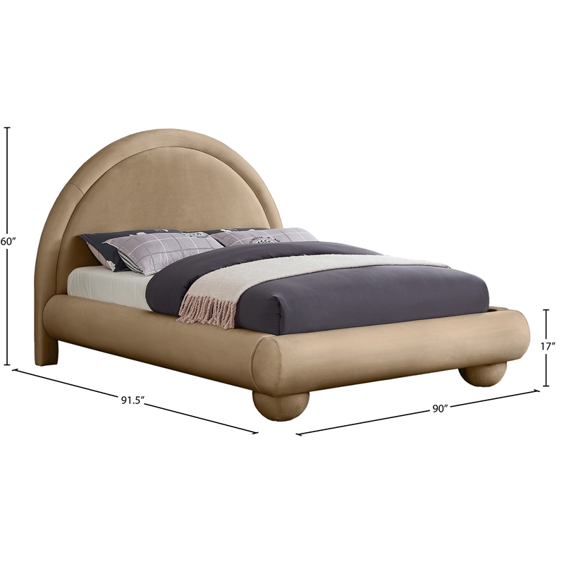 Meridian Furniture Madrid Beige Velvet King Bed