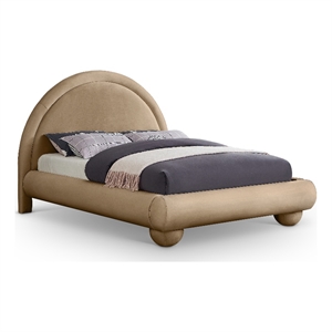 Meridian Furniture Madrid Beige Velvet Queen Bed