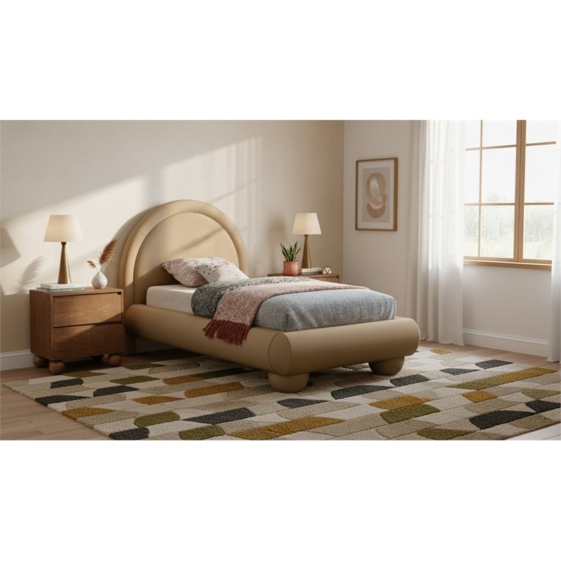 Meridian Furniture Madrid Beige Velvet Twin Bed