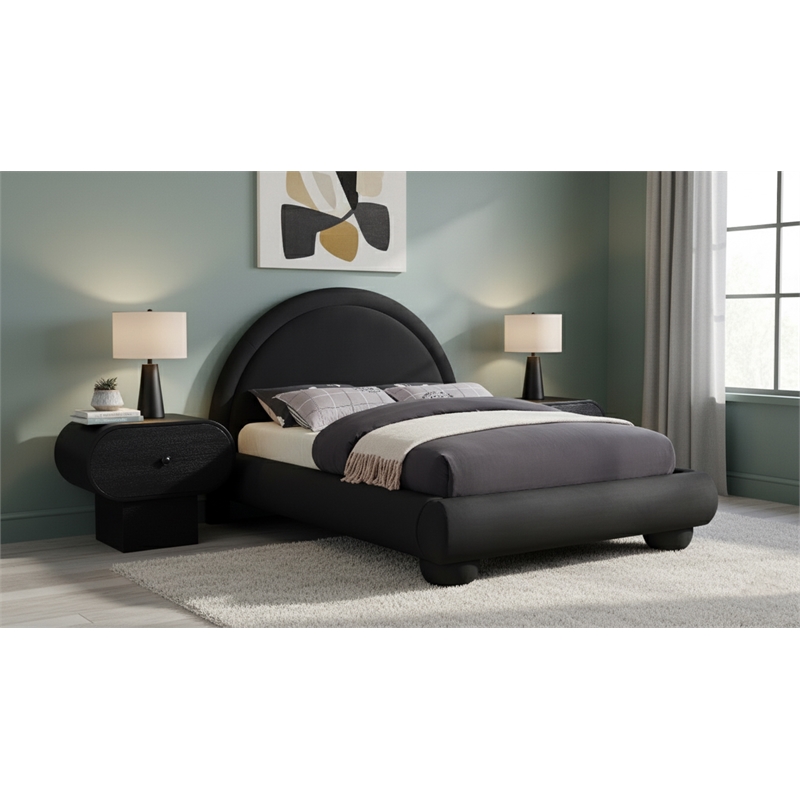 Meridian Furniture Madrid Black Velvet Full Bed