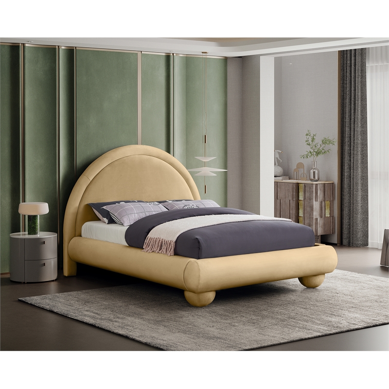 Meridian Furniture Madrid Camel Velvet King Bed