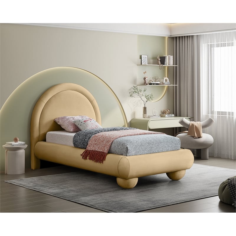 Meridian Furniture Madrid Camel Velvet Twin Bed