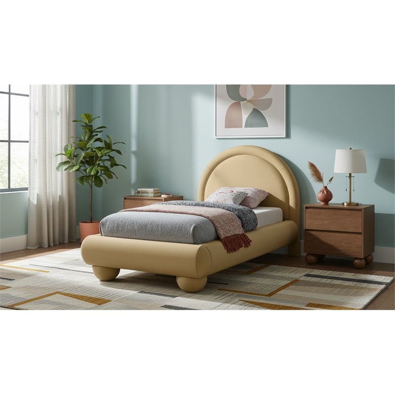 Meridian Furniture Madrid Camel Velvet Twin Bed