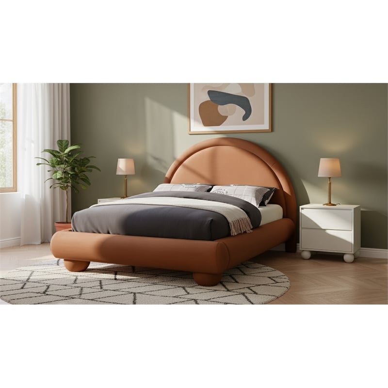 Meridian Furniture Madrid Cognac Velvet Full Bed