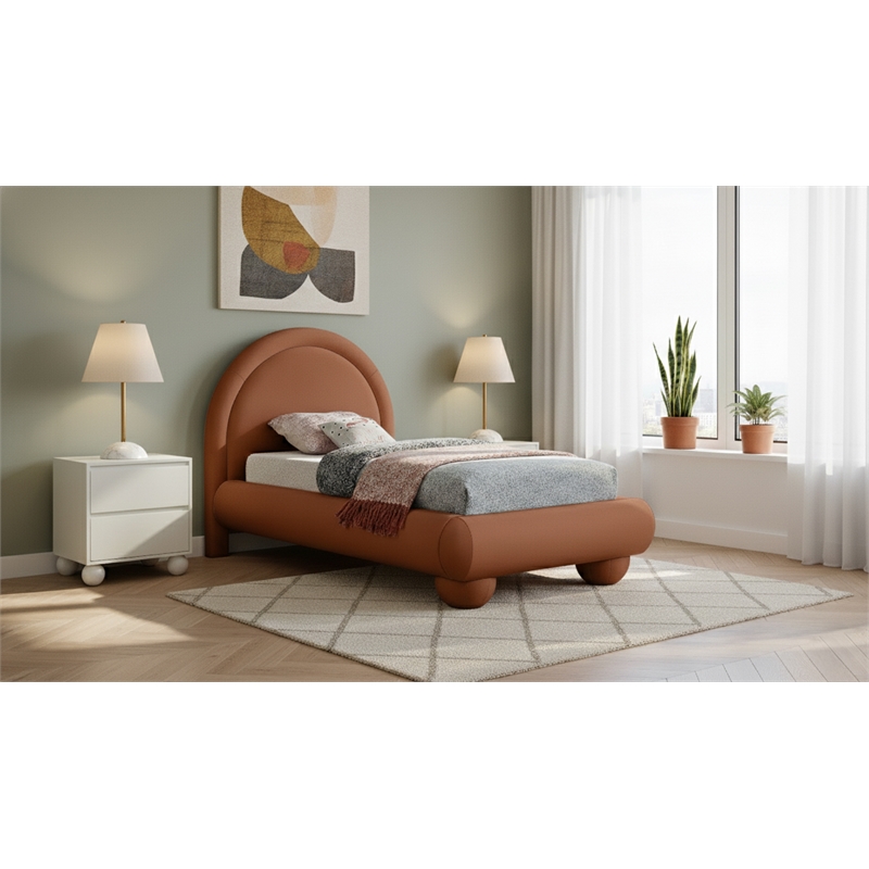 Meridian Furniture Madrid Cognac Velvet Twin Bed