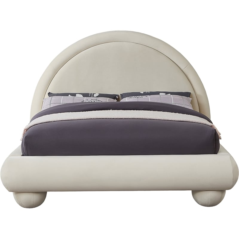 Meridian Furniture Madrid Cream Velvet Full Bed