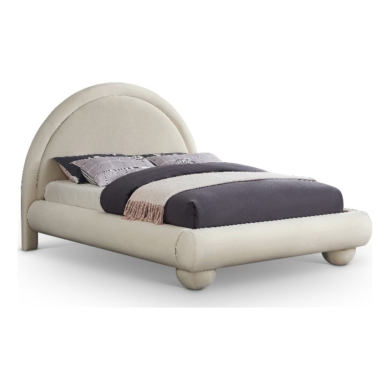 Meridian Furniture Madrid Cream Velvet Full Bed