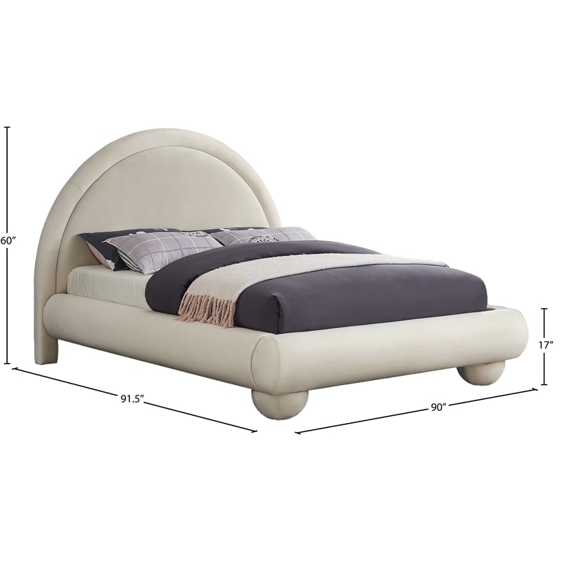 Meridian Furniture Madrid Cream Velvet King Bed