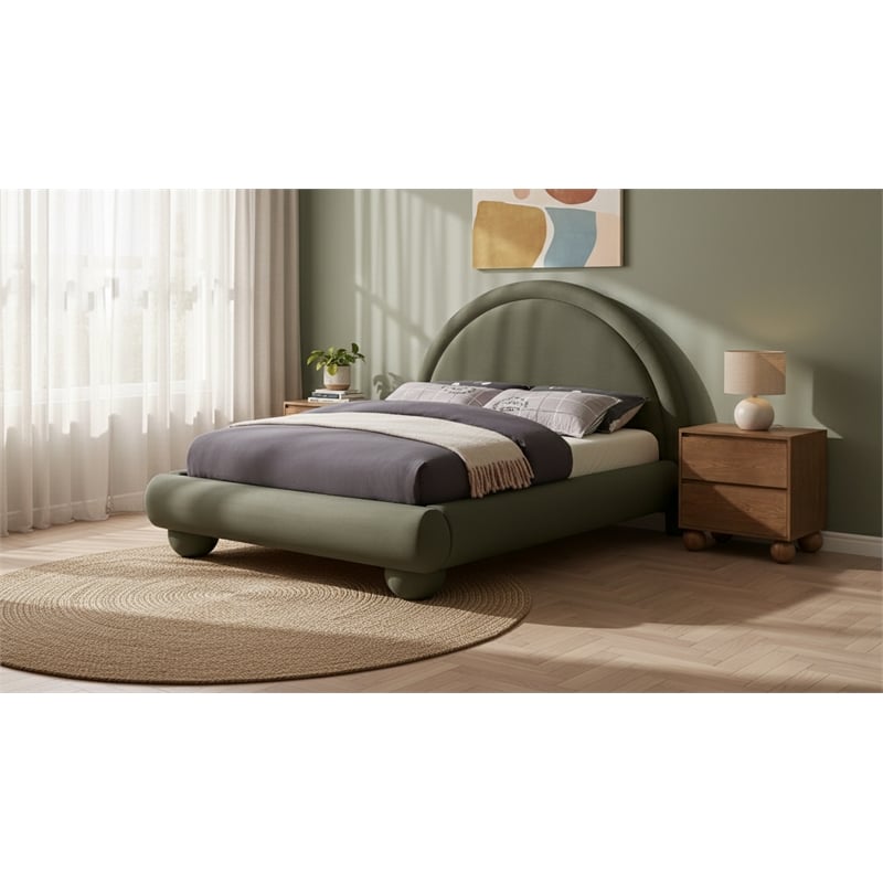 Meridian Furniture Madrid Green Velvet Full Bed